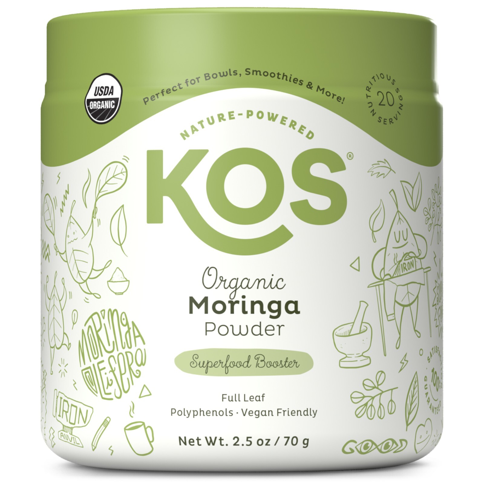 KOS Superfood Booster Organic Moringa Powder,70 g+GIFT-KOS Org.Plant Protein,37g