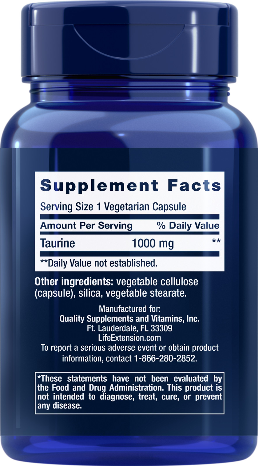 Life Extension Taurine 1000 mg, 90 Veg Caps