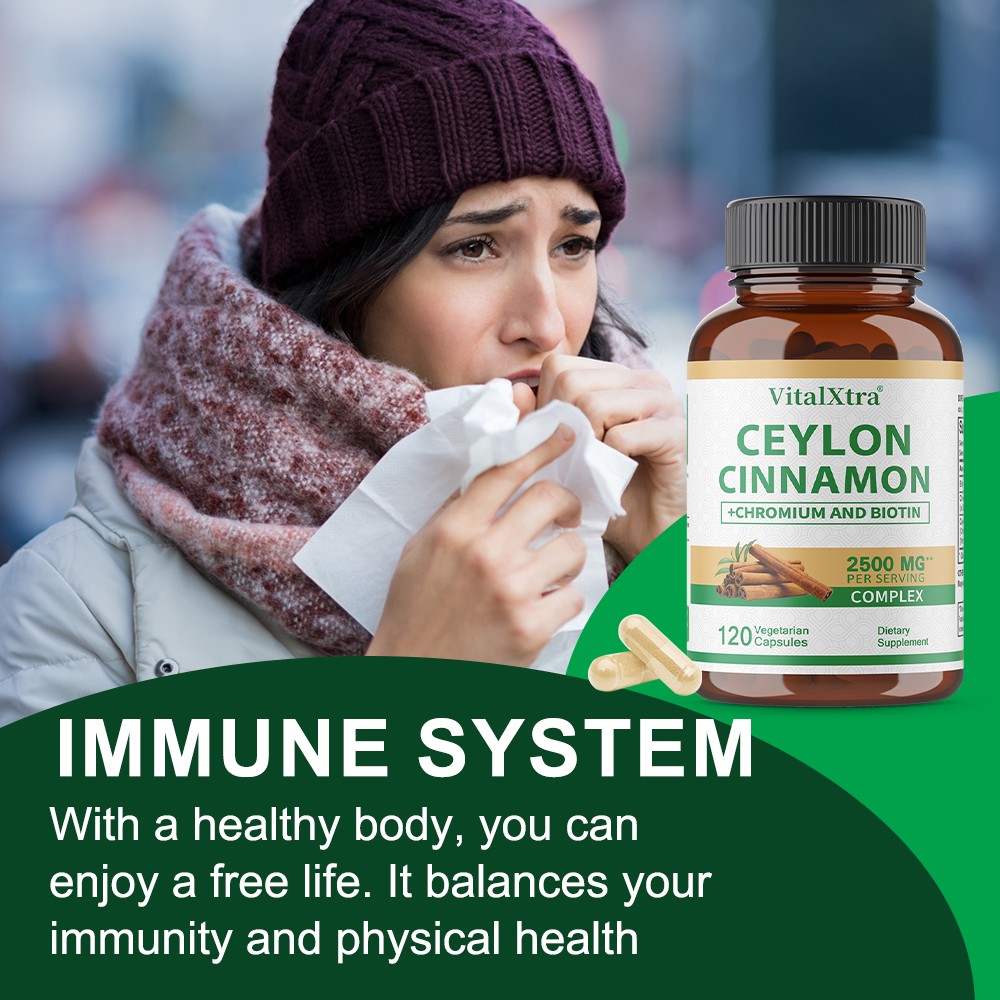2500mg Ceylon Cinnamon,Chromium,Biotin 30~120Caps for Metabolic&Immune Support