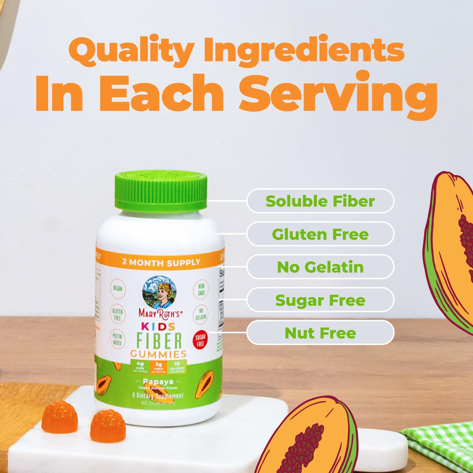 MARYRUTH’S Fiber Gummies for Kids | 2 Month Supply | 60 Count (Pack of 1)
