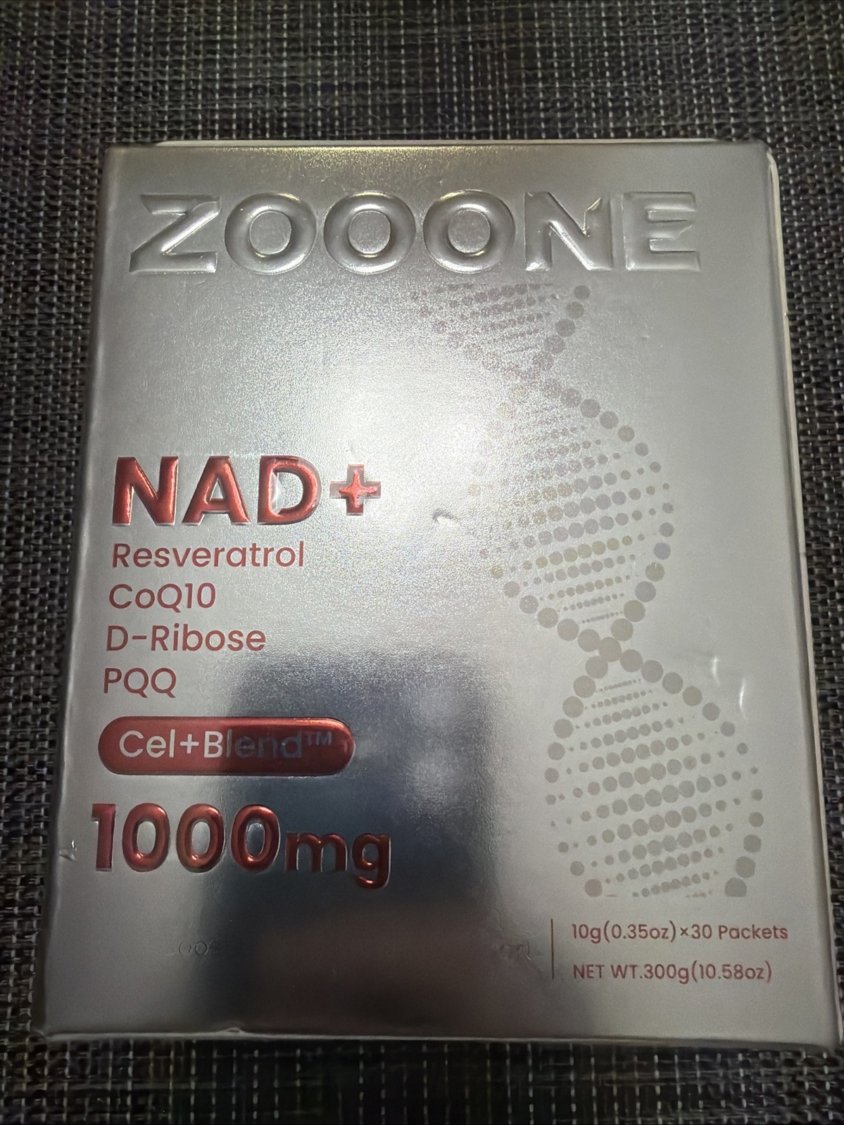ZOOONE NAD+ 1000mg Liquid Packets – 30 Count, Silver Box – Nicotinamide Riboside