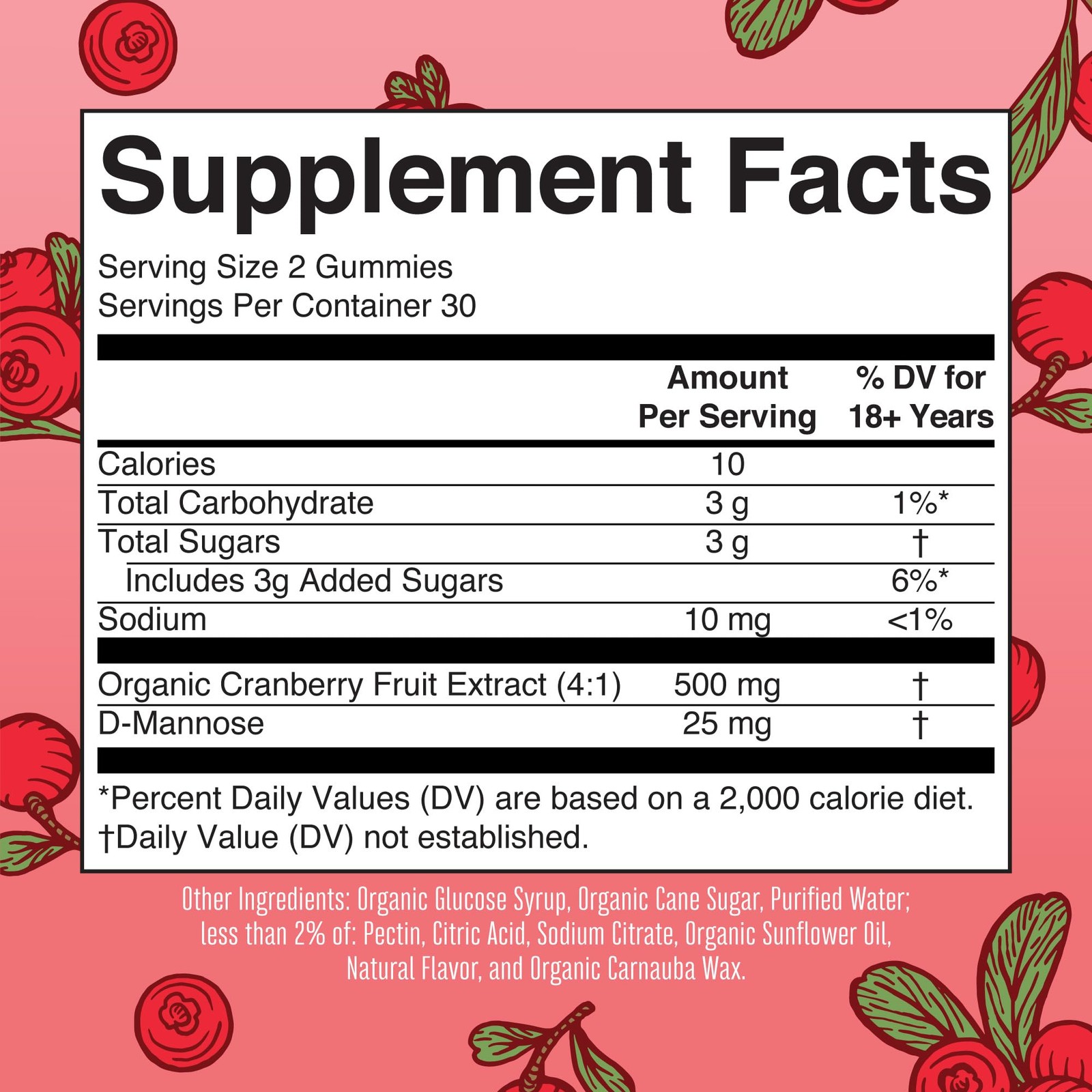 MARYRUTH’S Organics Organic Cranberry Gummies – 500mg 60 Count (Pack of 1)