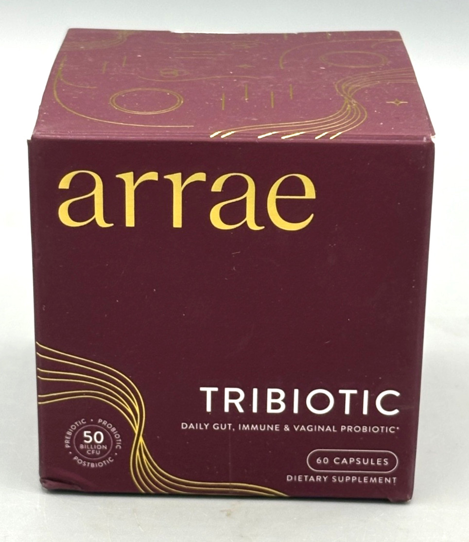 Arrae Tribiotic Daily Gut Immune & Vaginal Probiotic Prebiotics 60 Capsules NEW