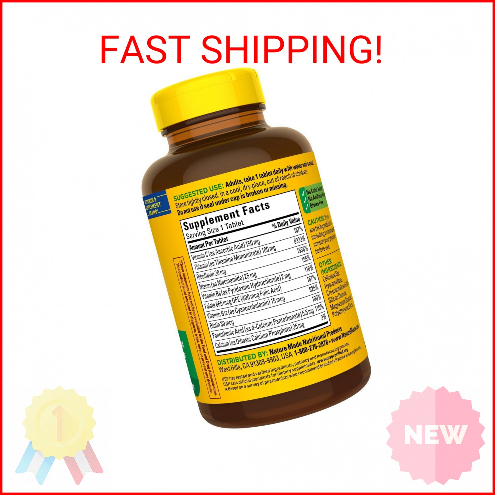 Nature Made Super B Complex, 460 Tablets Bundle with a Pill Oragnizer (2 Items)