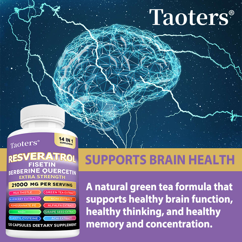 Resveratrol Capsules, Supports Brain & Heart Health 120 Capsules x 3 Bottle