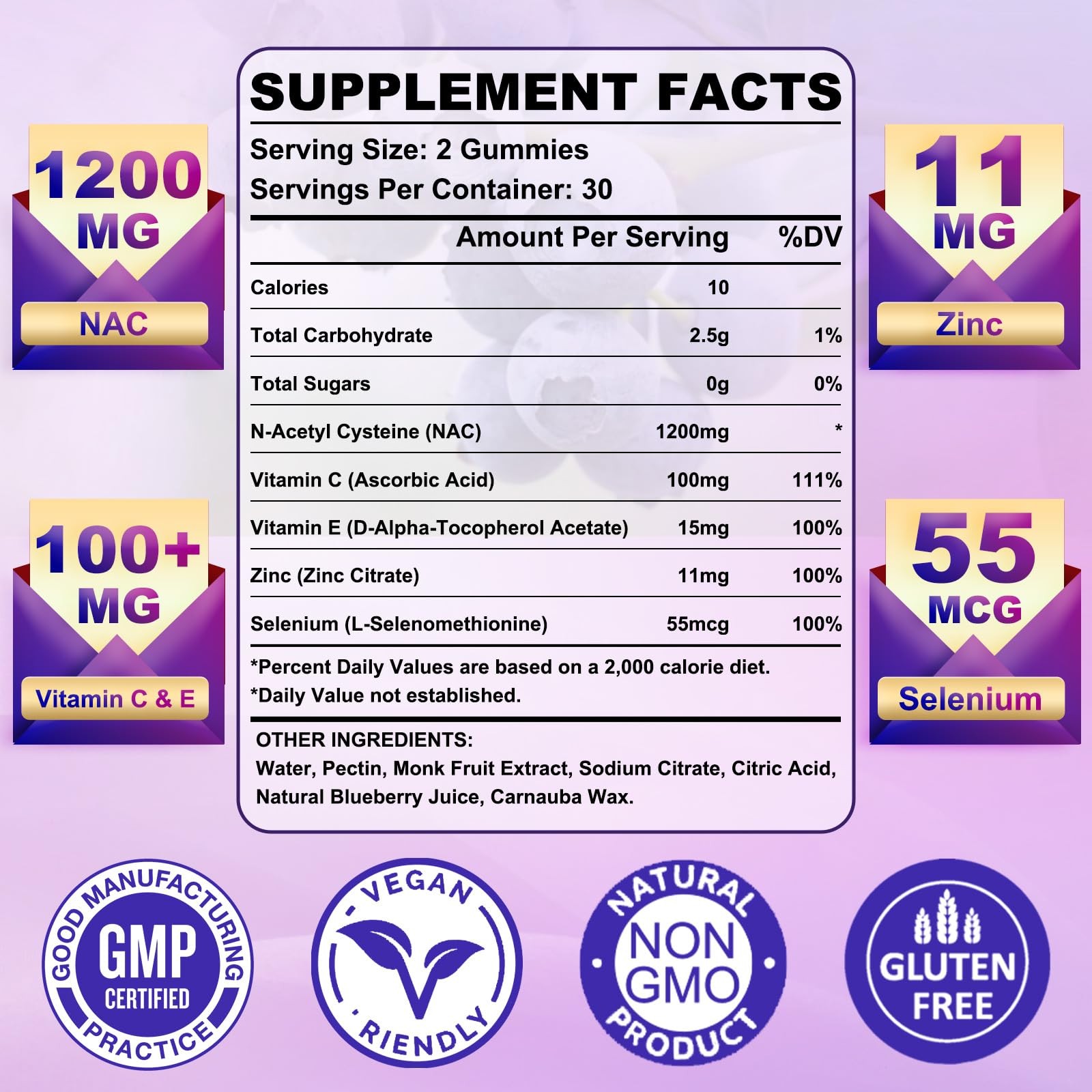 Sugar Free NAC Gummies for Kids & Adults, 60 Count (Pack of 1)