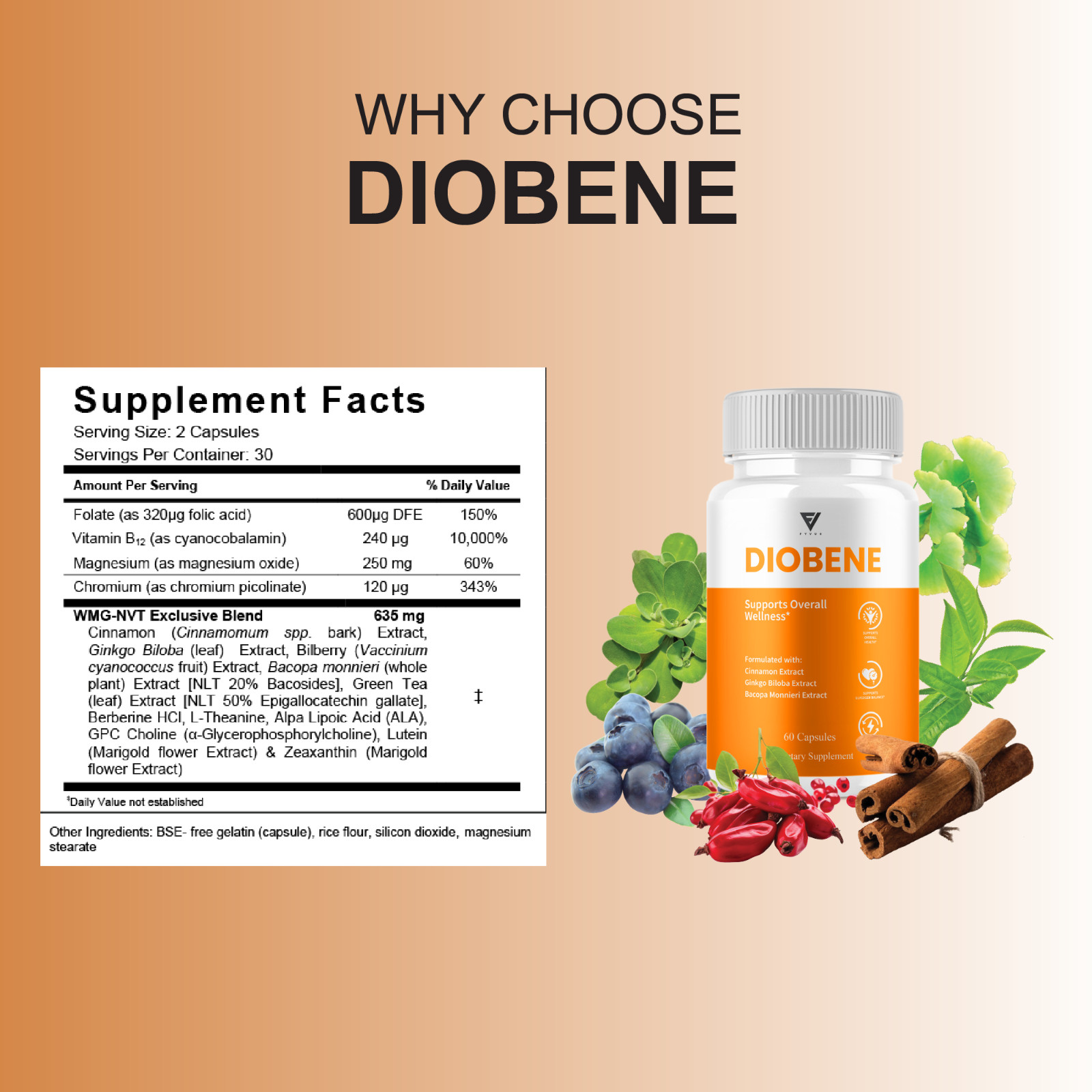 (3 Pack) Diobene Blood Wellness, Dio Bene Premium Health Support (180 Capsules)