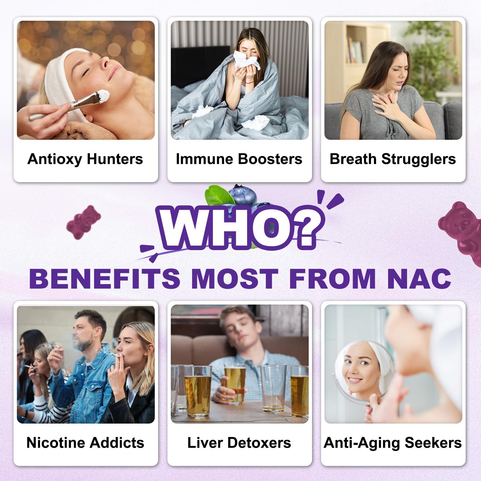Sugar Free NAC Gummies for Kids & Adults, 60 Count (Pack of 1)