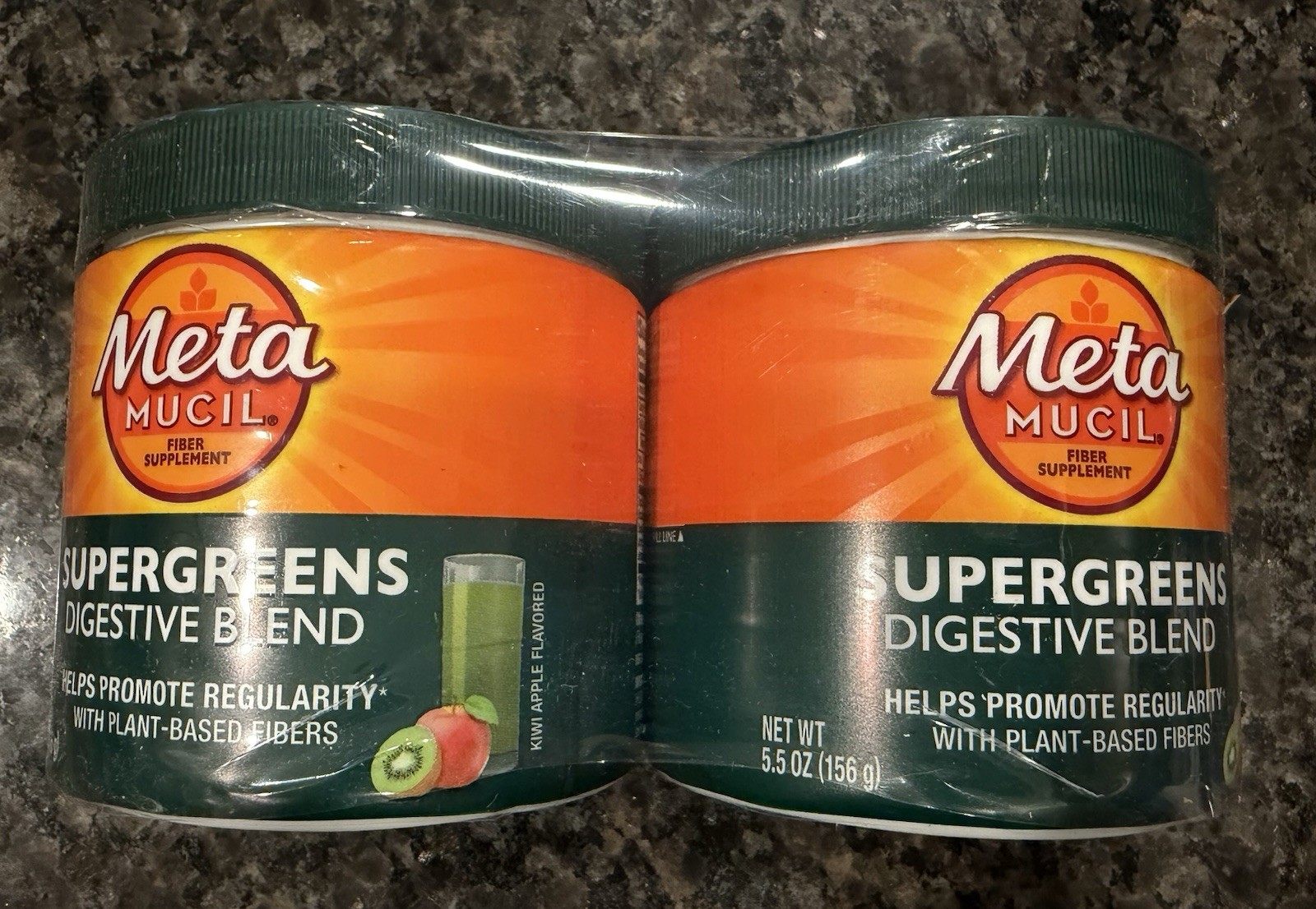 New Metamucil Supergreens Digestive Blend Kiwi Apple 5.5oz Twin Pack