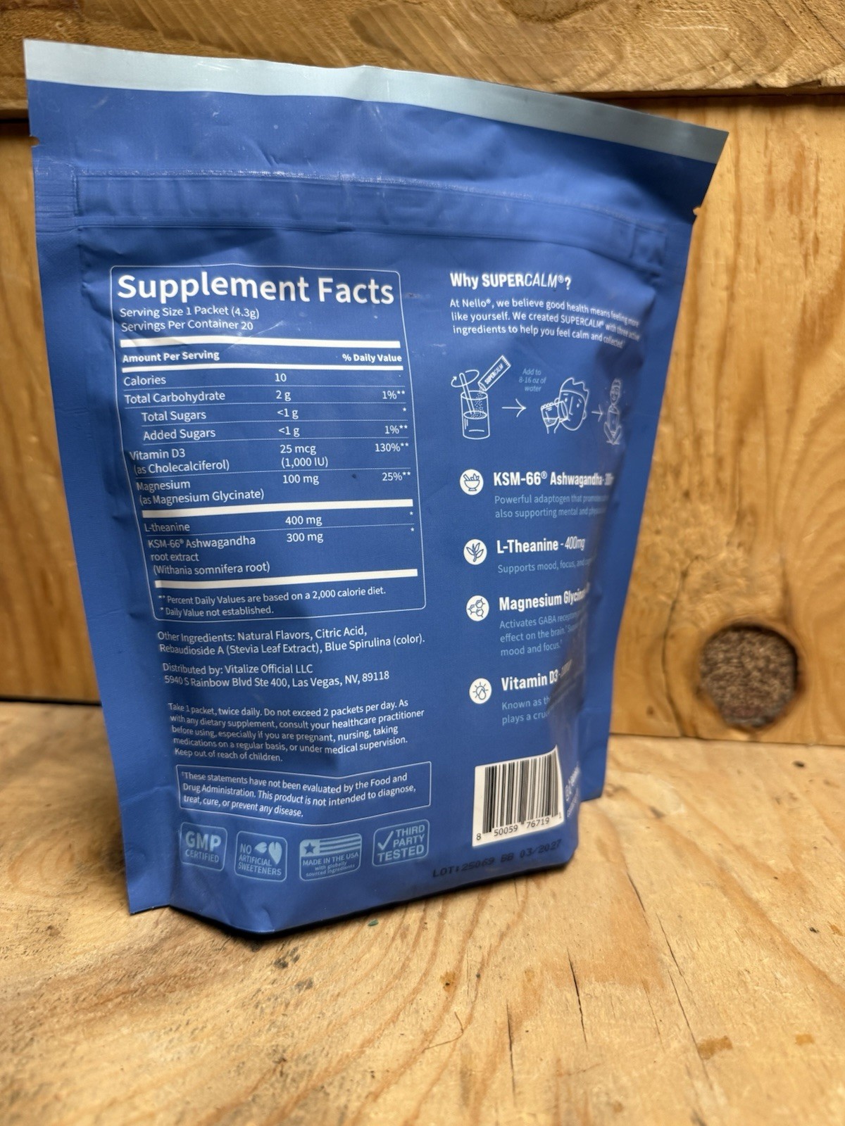 Nello Supercalm Calming Drink Mix Supplement – Blue Coconut – 20ct EXP:03/2027