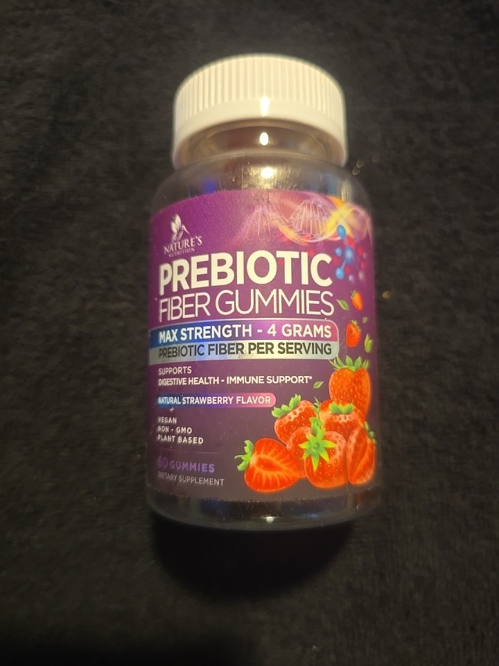 Nature’s Nutrition Prebiotic Fiber Max Strength 4g 🍓 60 Gummies Sealed
