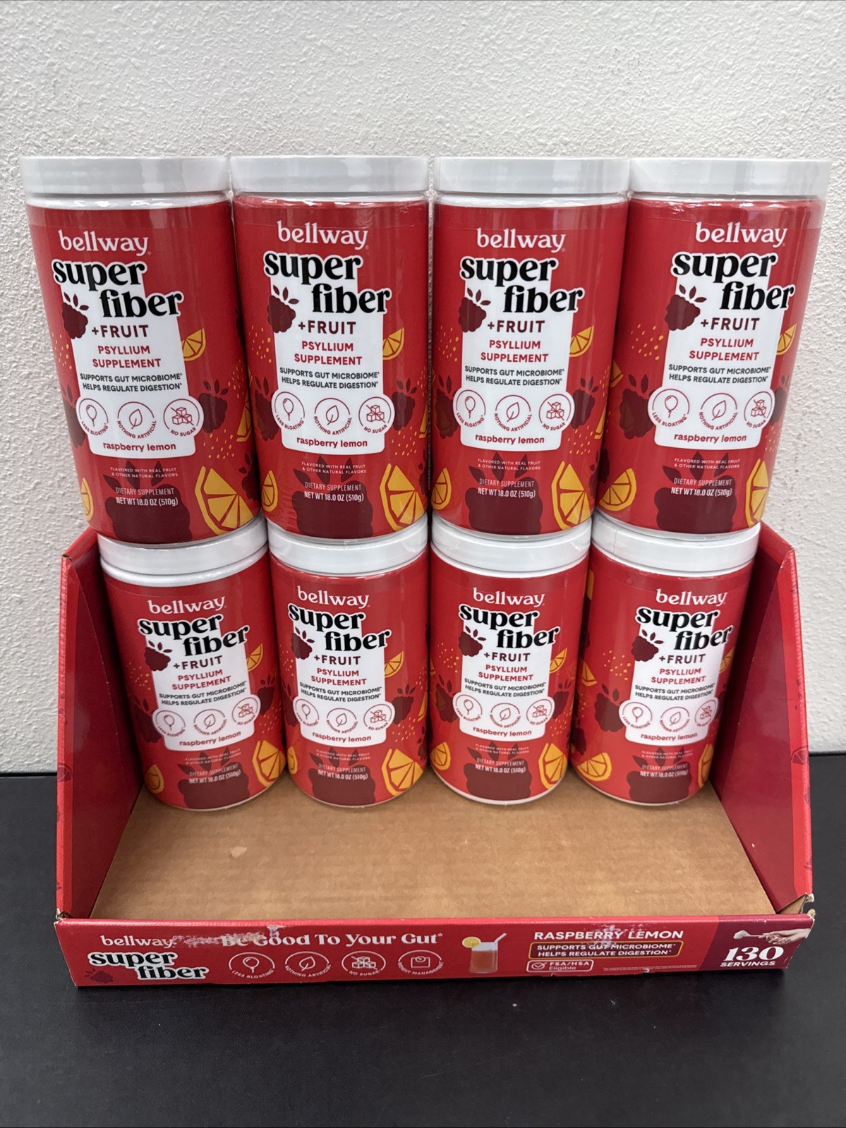 Lot Of 8 Bellway Super Fiber + Fruit Psyllium Husk Raspberry Lemon 18oz