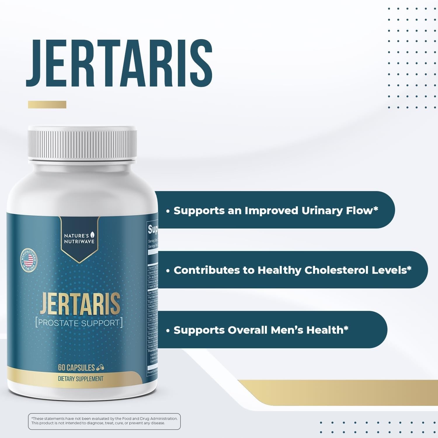 Nature’s Nutriwave Jertaris 33-in-1 Prostate Support, 60 Capsules, Made in USA