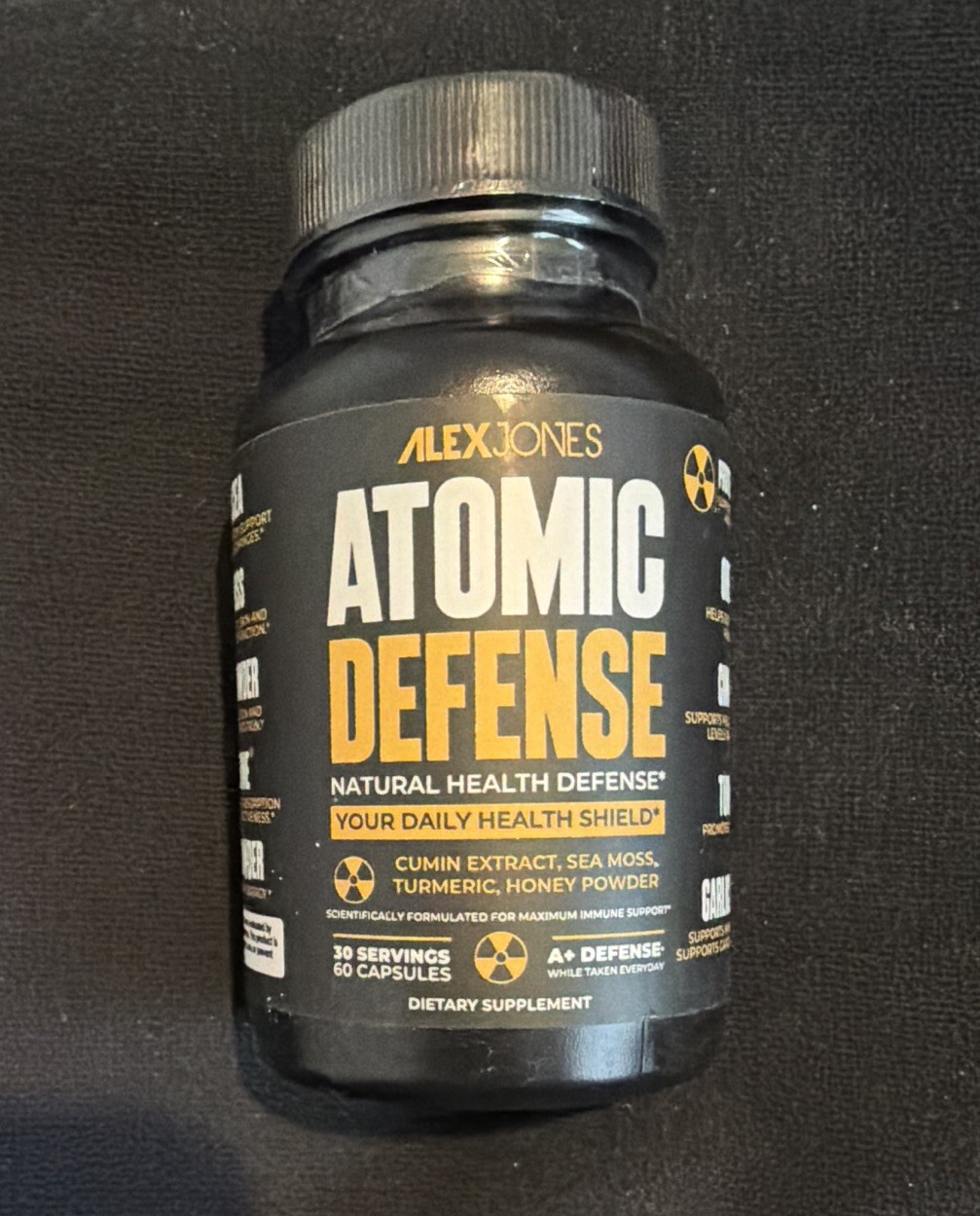 Alex Jones Atomic Defense Capsules, Immune Support, Garlic, Turmeric, 60 ct
