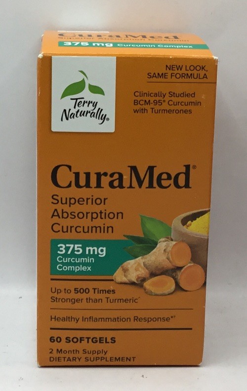 Terry Naturally CuraMed 375mg Superior Absorption Curcumin 60 Softgels Exp 7/26