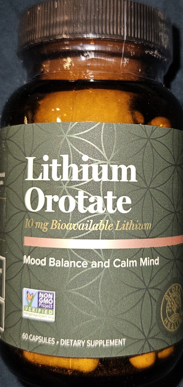 Global Healing Lithium Orotate 10mg Non-GMO Gluten Free Vegan Friendly 60 Caps