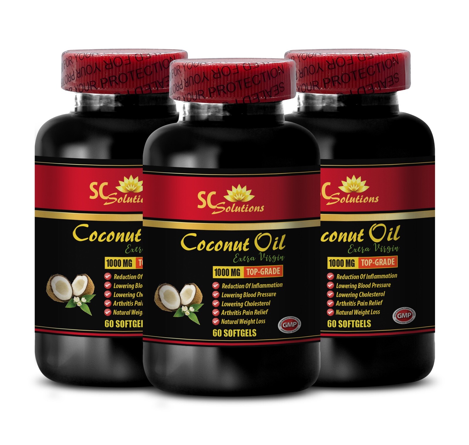 coconut oil capsules – ULTRA VIRGIN COCONUT OIL – Immune system booster – 3 Bot