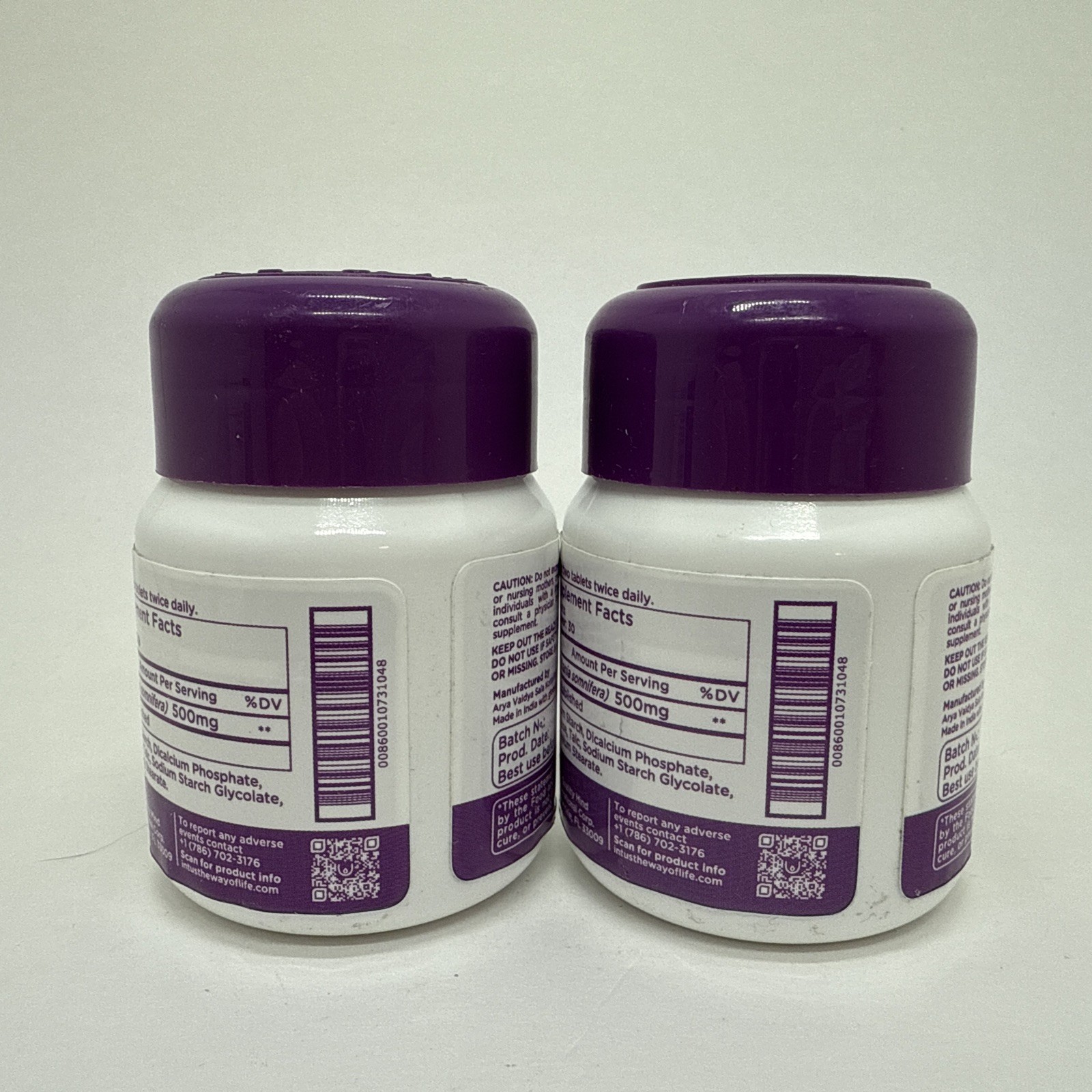 2 pk Intus Power Up Ashwagandha Memory Mood & Stress 60 Tablets EACH BB 1/27