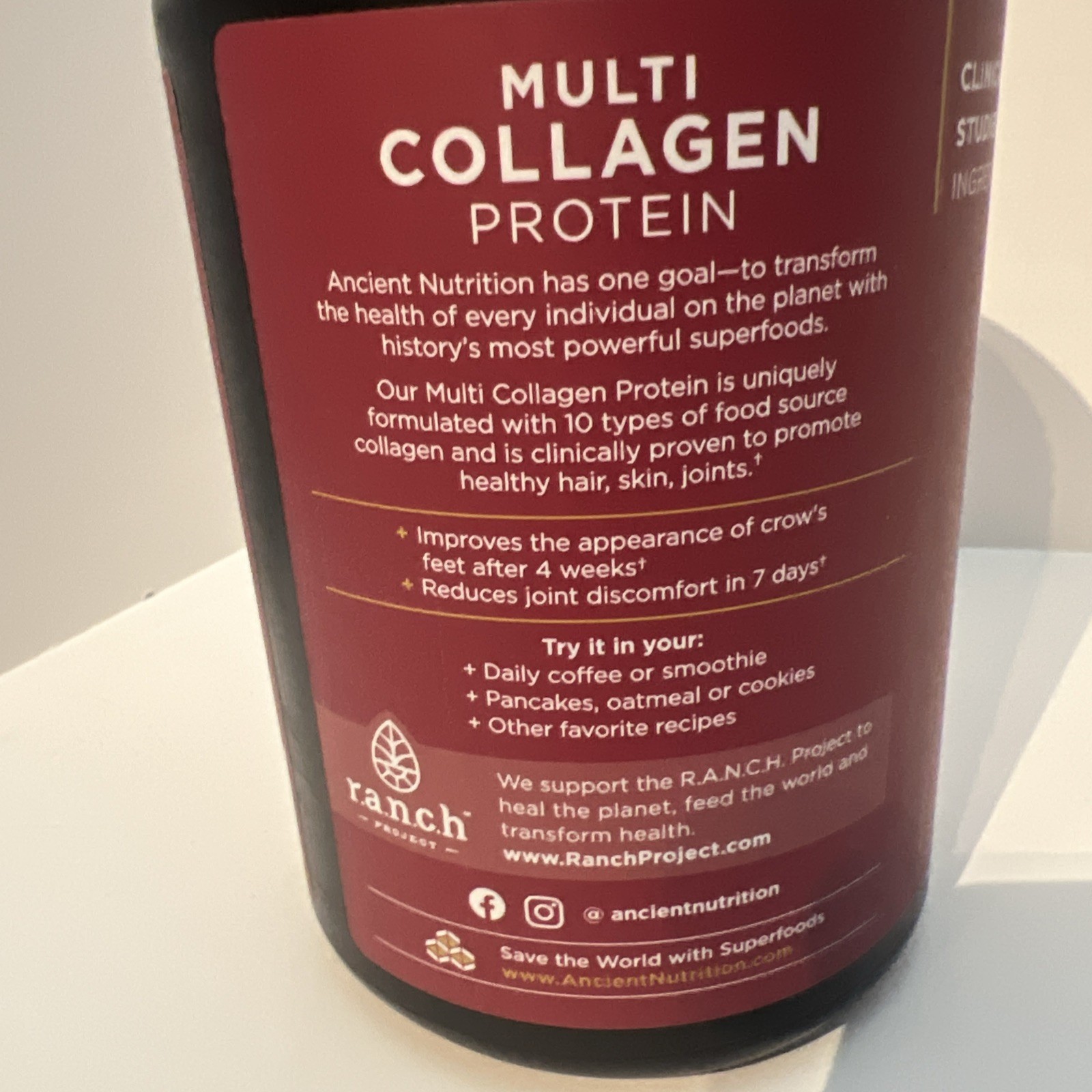 ANCIENT NUTRITION Multi Collagen Protein Powder 7.1 oz EXP 05/2028