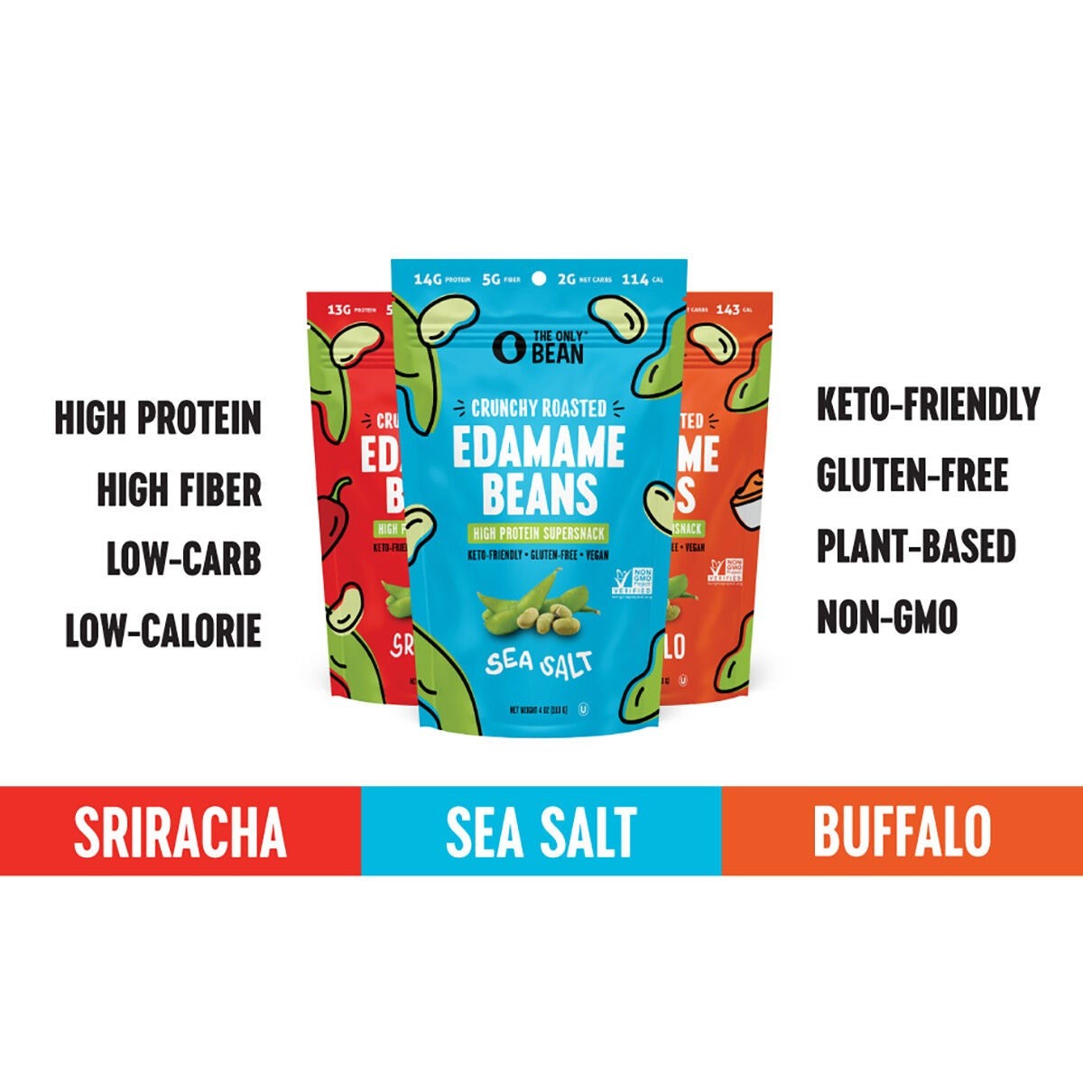 Crunchy Roasted Edamame Beans – Variety Pack (3 Bags)