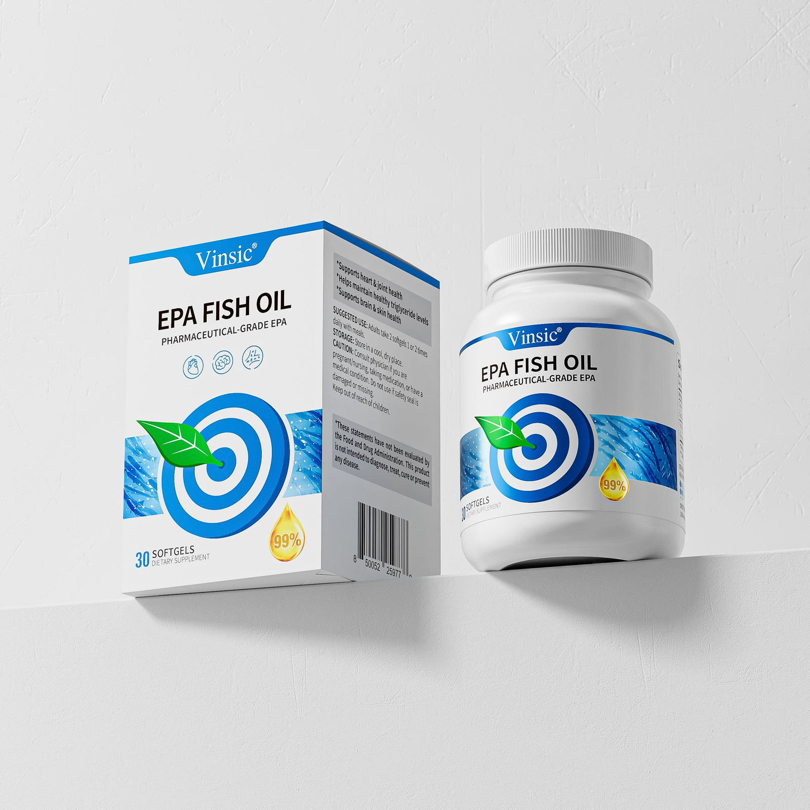 Premium Vinsic EPA: 99% Pure & IFOS Certified Fish Oil, 2007mg Serving
