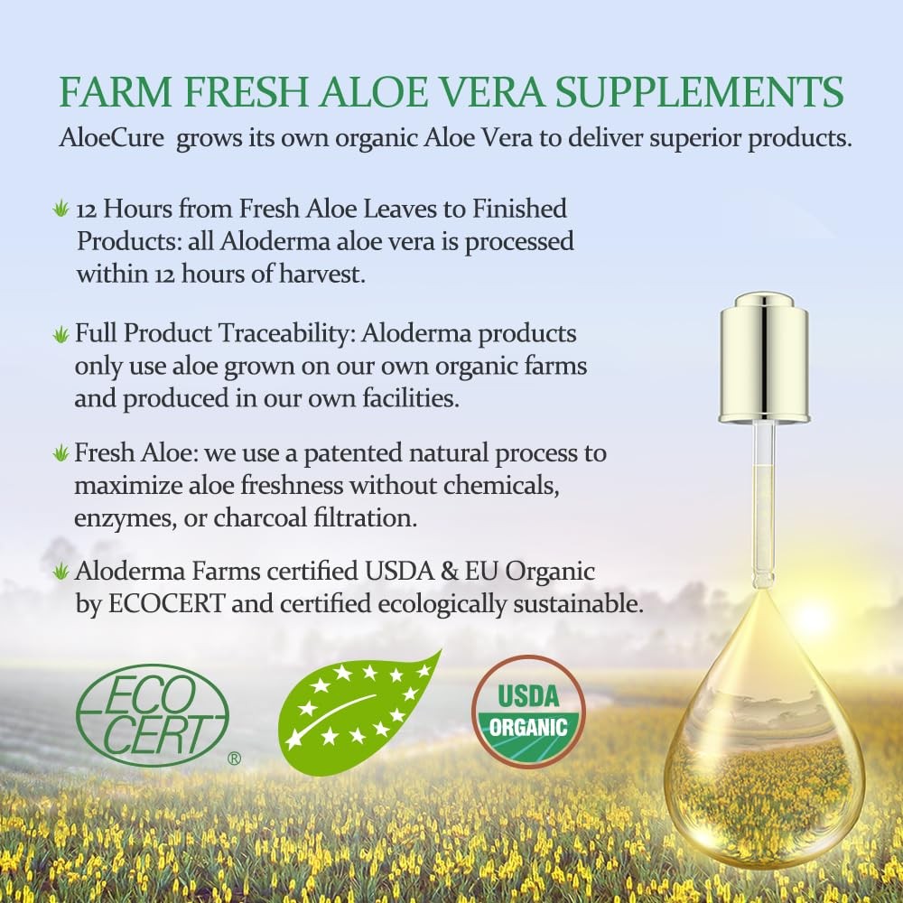 AloeCure USDA Organic Aloe Vera Juice Grape 16.7 Fl Oz (Pack of 1), White