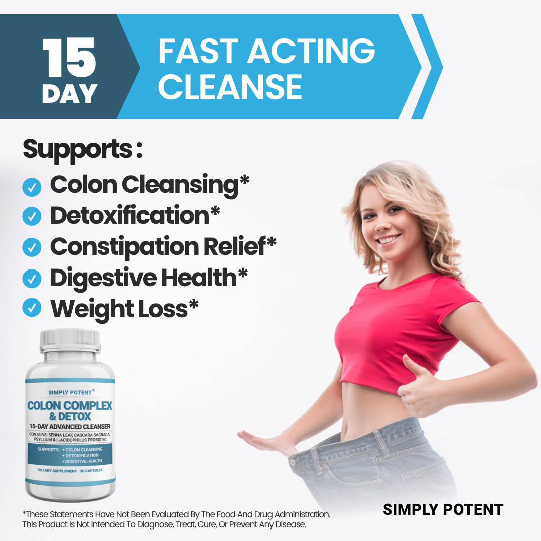 Colon Cleanse & Natural Detox Pills for Constipation Relief & Digestion 30 Caps