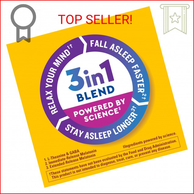 Nature Made Wellblends Sleep Longer, Melatonin 10mg, L theanine 100 mg, and GABA