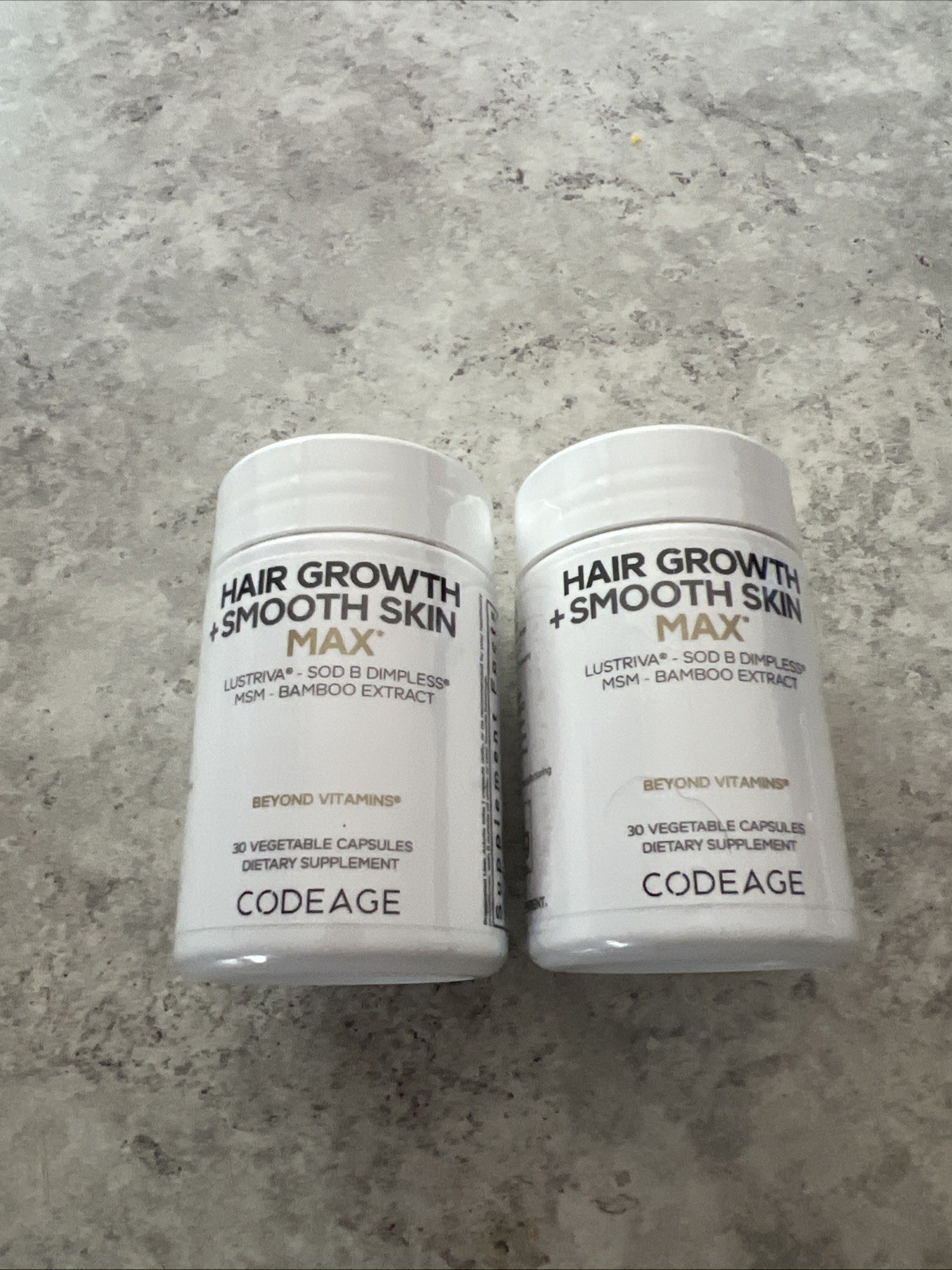 2X Hair Growth + Smooth Skin, Max, 30 Vegetable Capsules Exp 5/21/2028