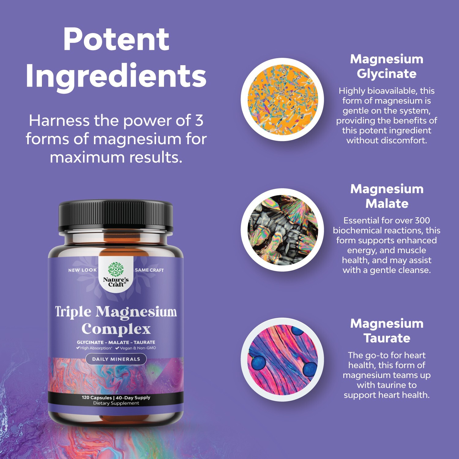 Triple Magnesium Complex Supplement 400mg Per Serving – High Absorption
