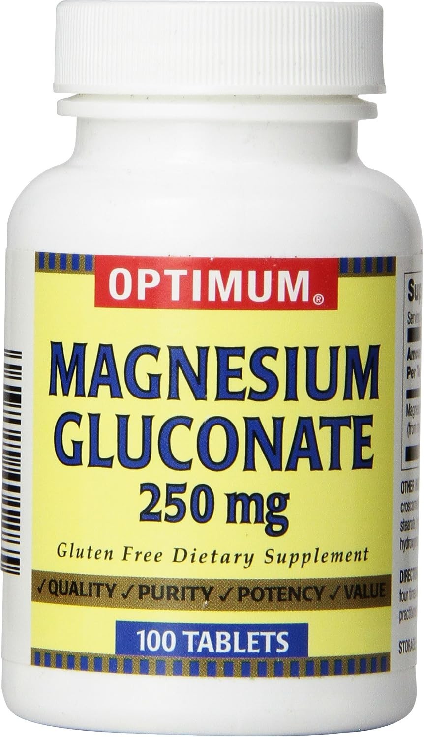 Optimum Magnesium Gluconate Tablets Gluten Free Dietary Supplement 250mg 06/2027