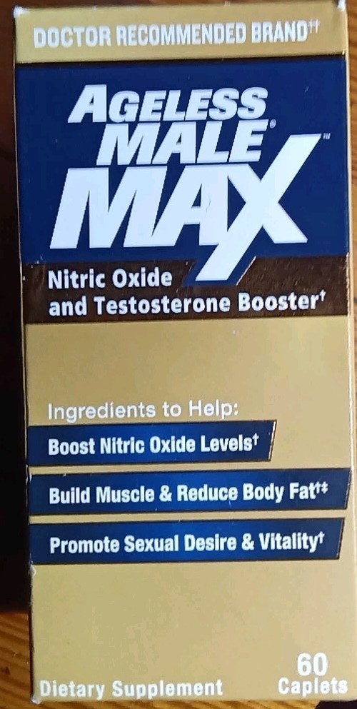 LOT 2 AGELESS MALE MAX NITRIC TEST BOOSTER DIETARY SUPPLEMENT 60 X2 120 CAPLETS!