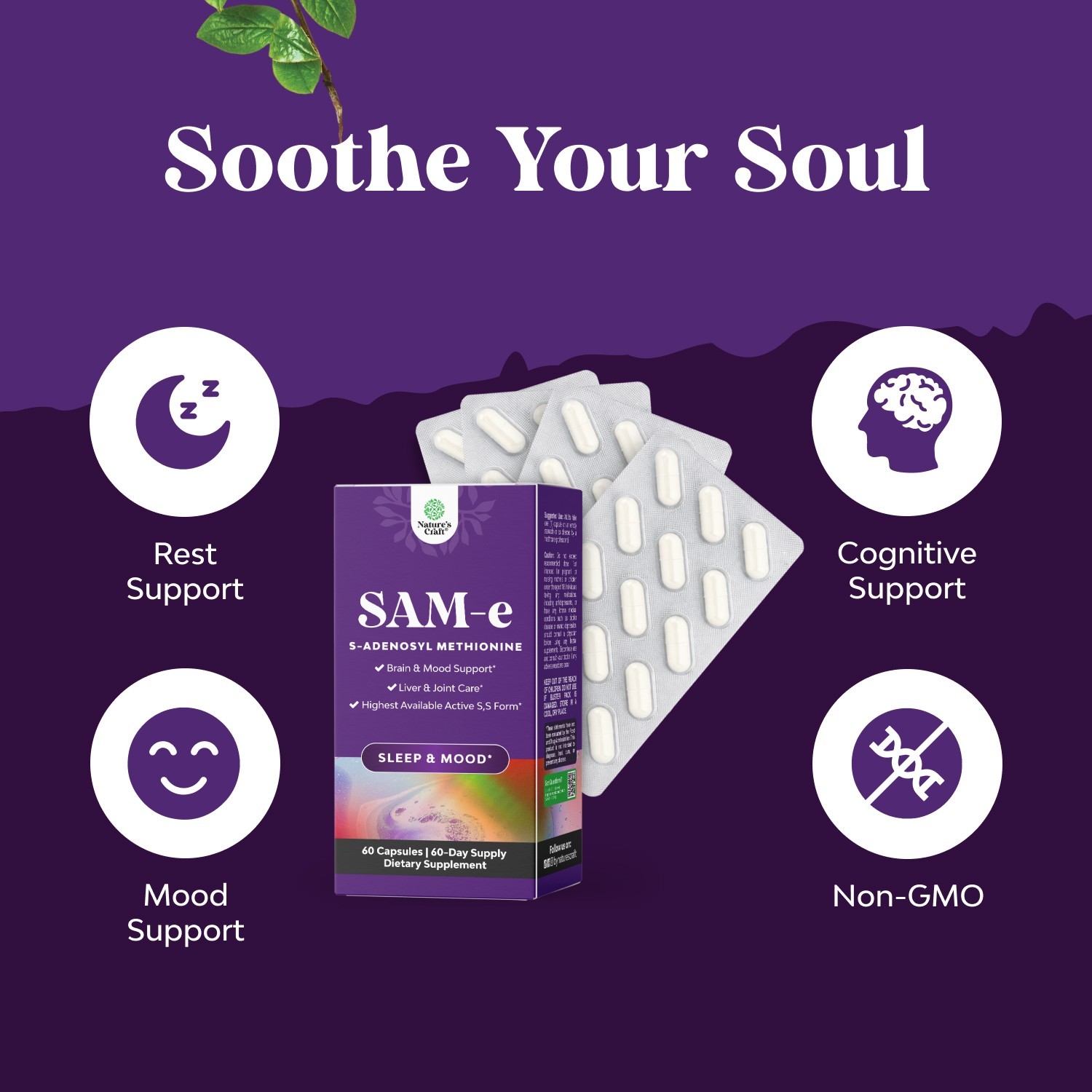 Sam-E 200mg Mood Support Supplement – S-Adenosyl Methionine Sam-E Supplement
