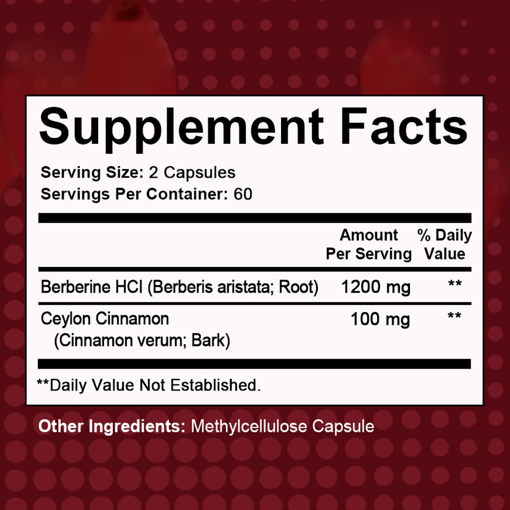 Premium Berberine + Ceylon Cinnamon 120 Capsules – Balanced Digestive Health