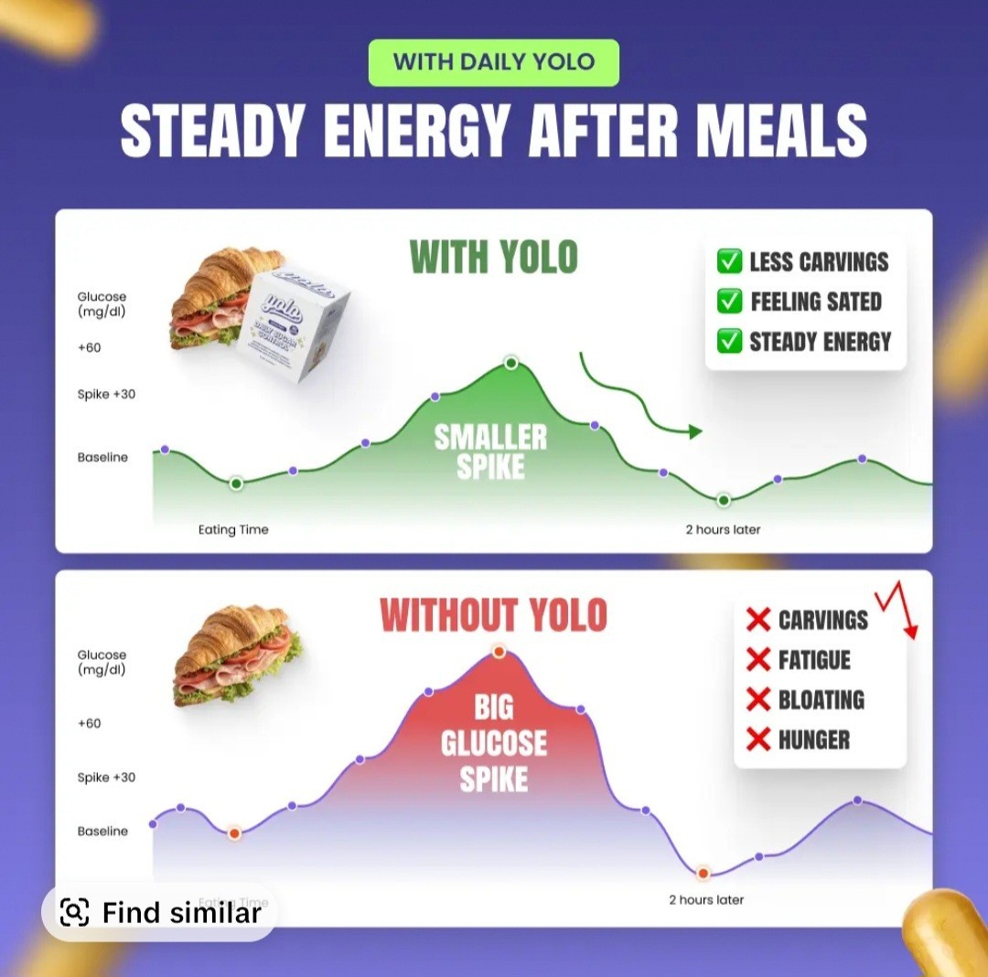 YOLO Healthy Daily Sugar Control Vegan Daily Capsules Blood Sugar Levels (90 CT)