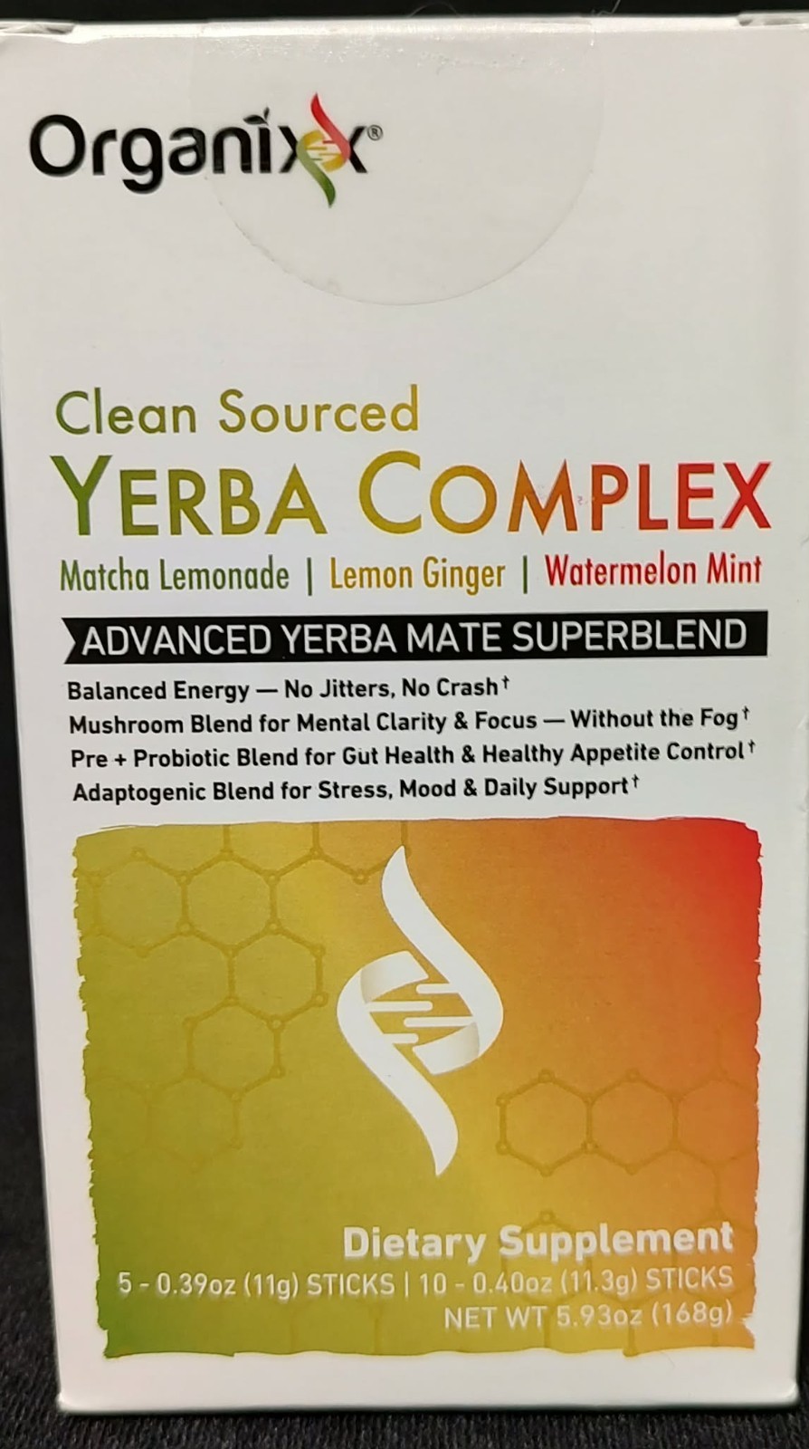 Organixx Yerba Complex Energy Mushroom Probiotic Drink Mix Powder, 15 Sticks