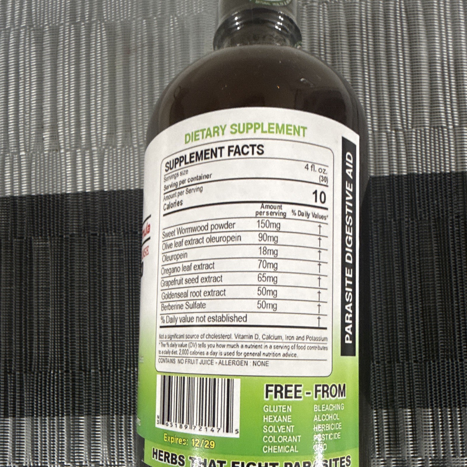 African Indian Herbs Organic Parasite Formula Liquid Drops, Gluten-Free, 4 fl oz