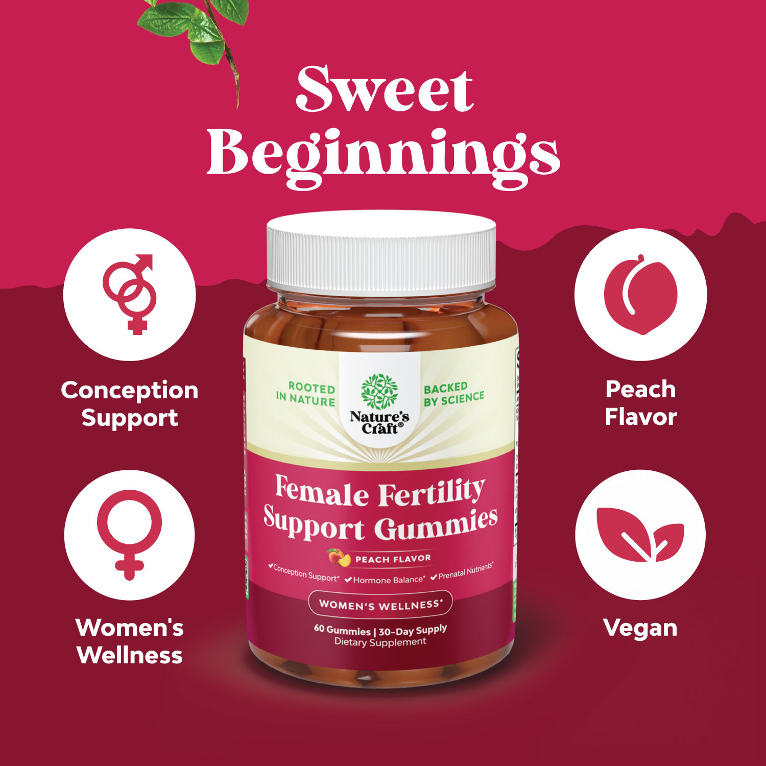 Fertility Gummies for Women Trying to Conceive Vegan Non-GMO & Gluten Free 60ct