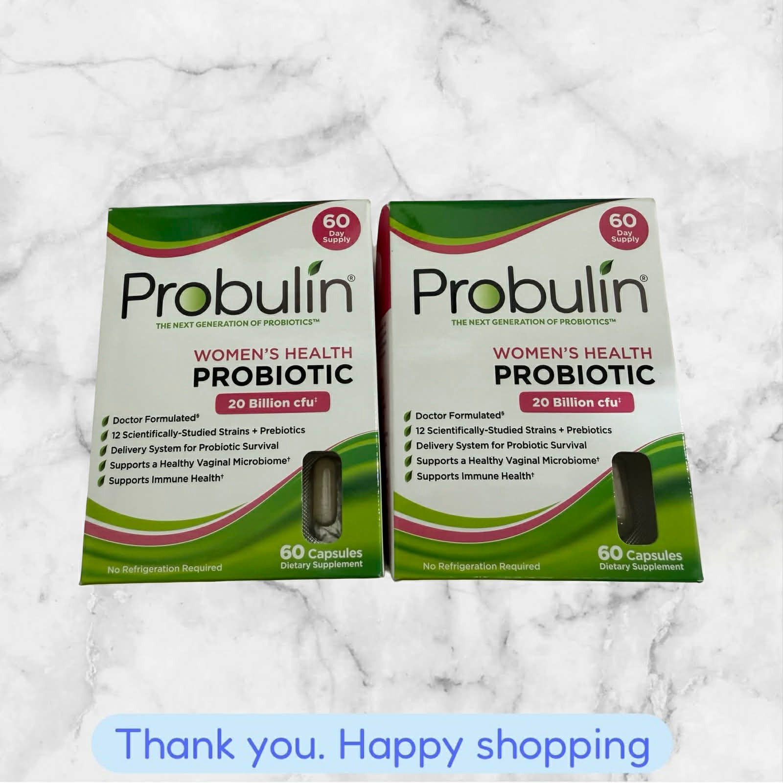 FOR 2 Probulin Women’s Health Probiotic 20 Billion CFU 2 BOX 60 Cap EXP2027+ NEW
