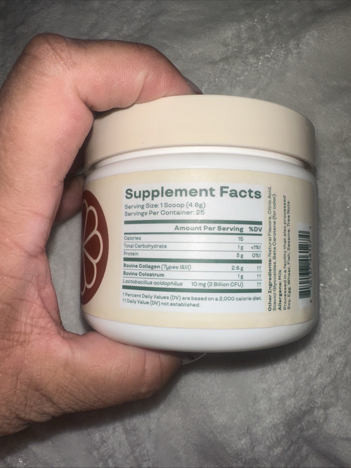Bloom Colostrum & Collagen Peptides Powder Orange Cream 4.23 oz Grass Fed Tested
