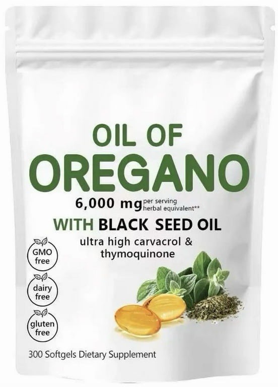 Oil of Oregano 6000mg with Black Seed Oil, 600mg per Serving, 2 Bottles