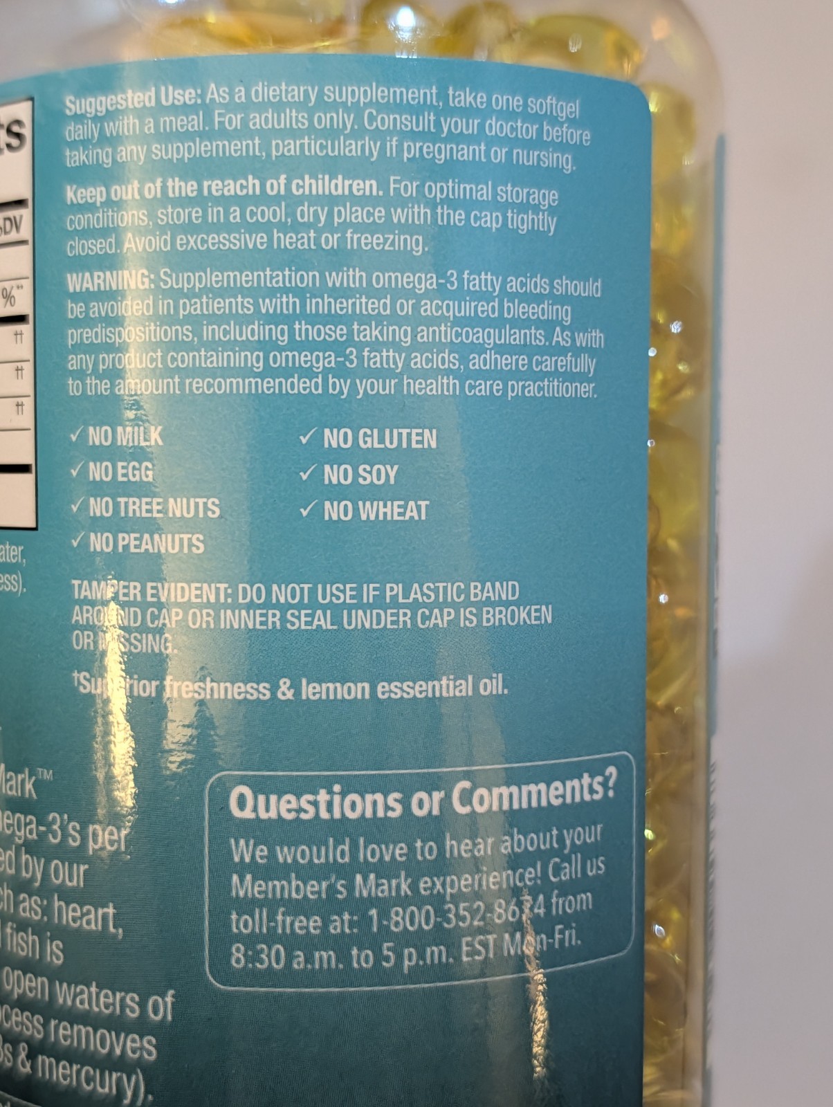 Member’s Mark Omega-3 Mini Fish Oil 360mg Softgels 300 Count Heart