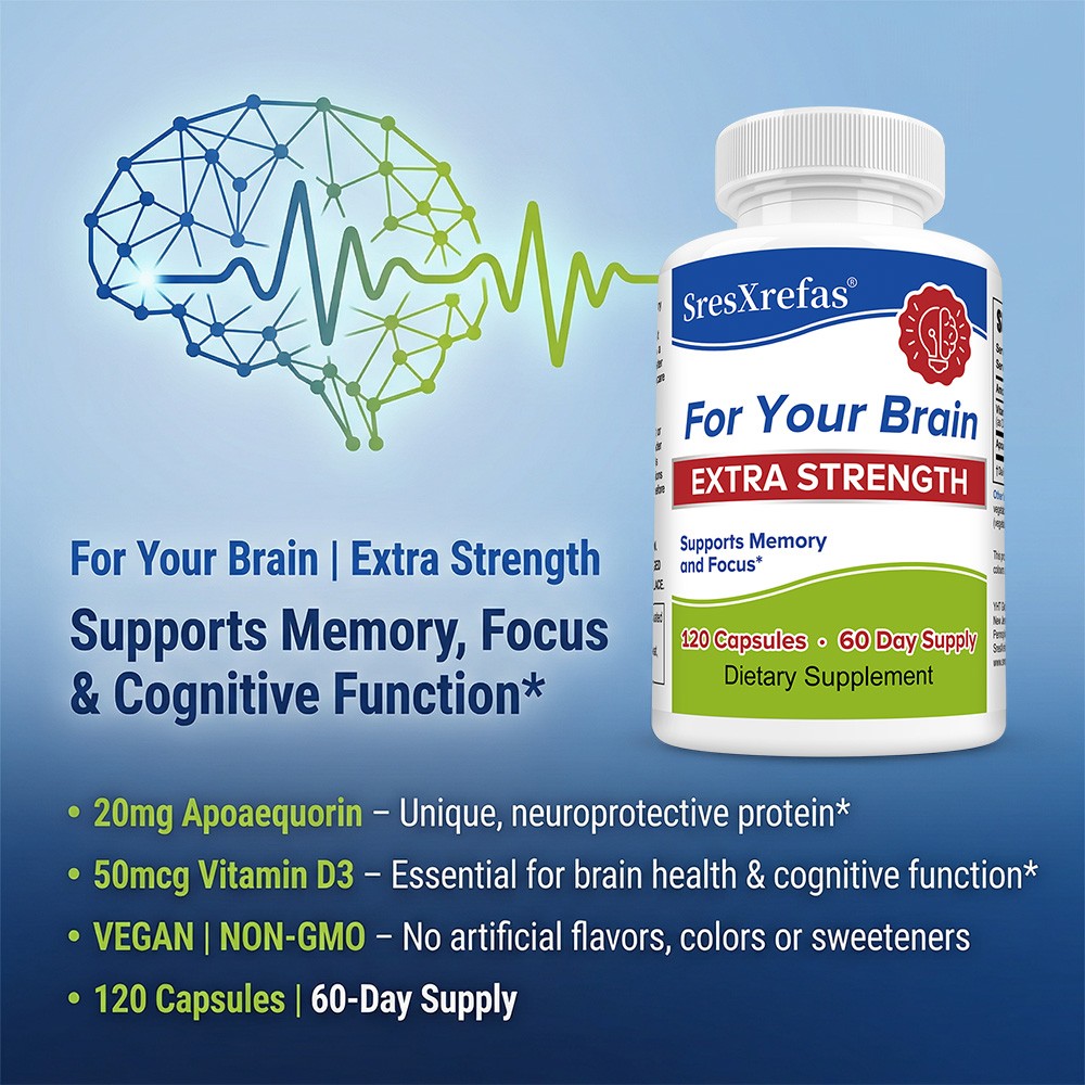 Extra Strength Brain Wellness Supplement, Vegan Non-GMO, 30/60/120 Capsules