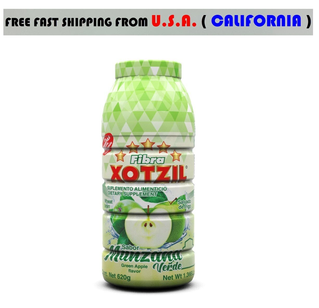XOTZIL Fiber Green Apple Flavor Fibra Sabor Manzana Verde 620g