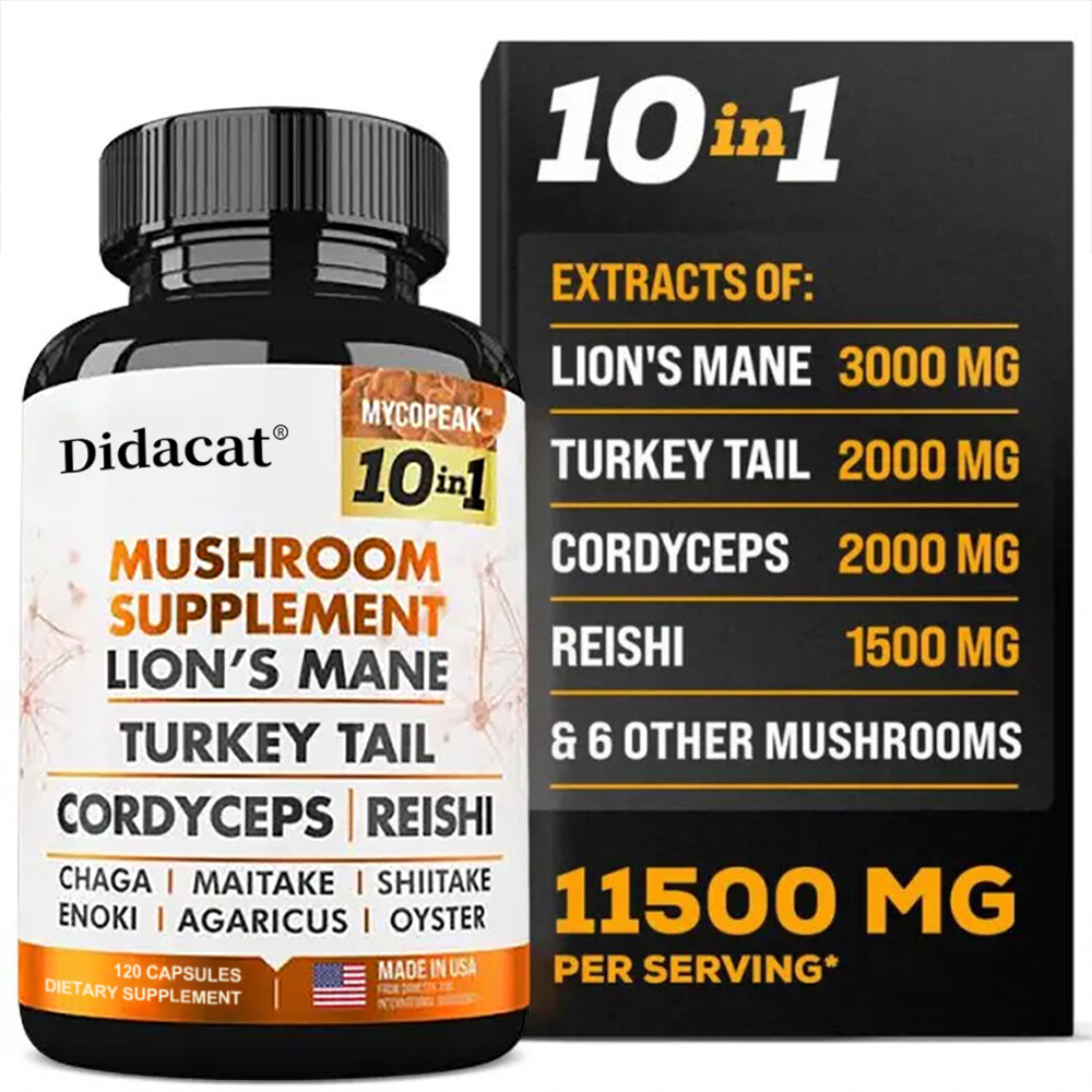 Mushroom Complex 11500mg w/ Lions Mane Turkey Tail Cordyceps Reishi Chaga