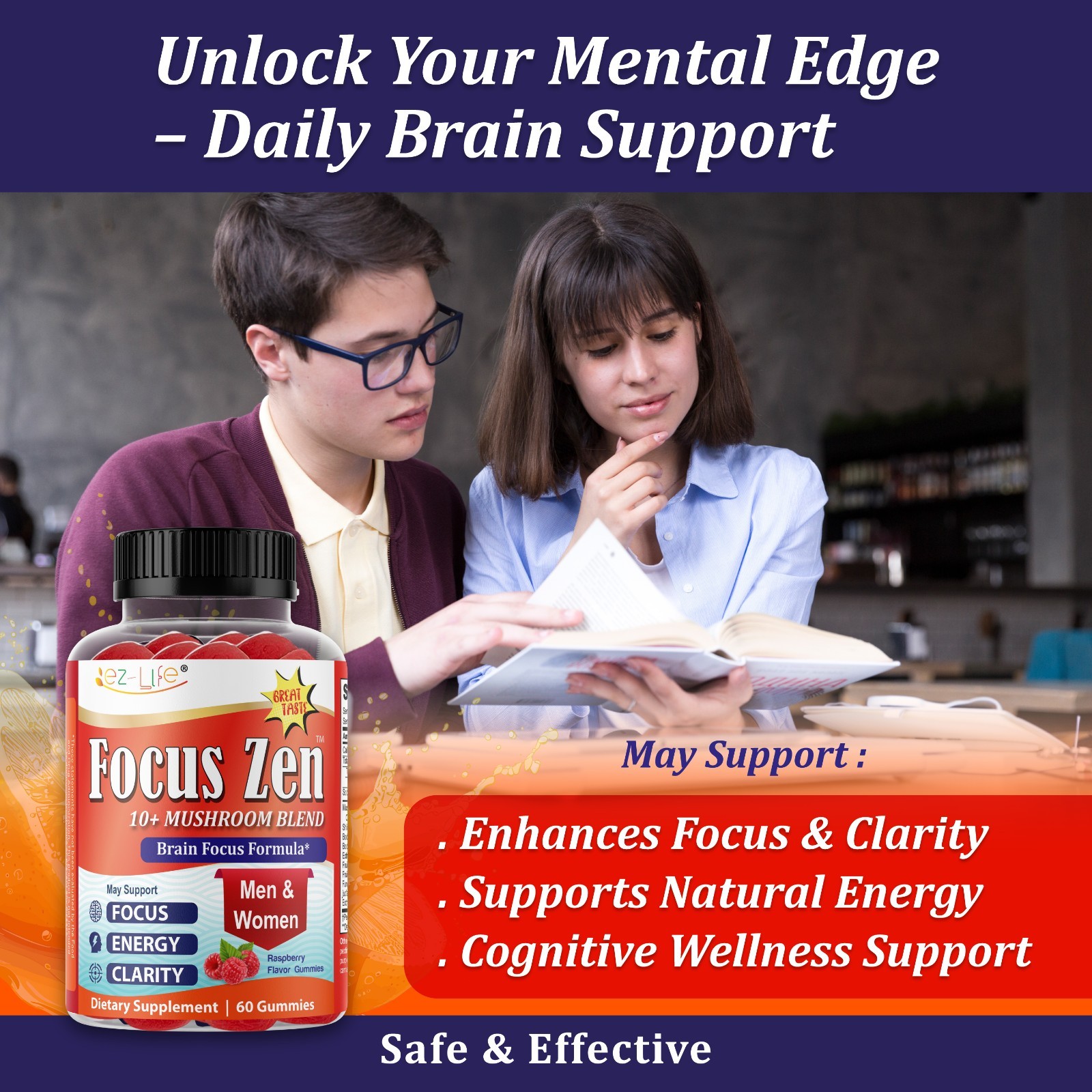 Mushroom Supplement Support Mental Alertness, Brain Health Mental Clarity, Focus