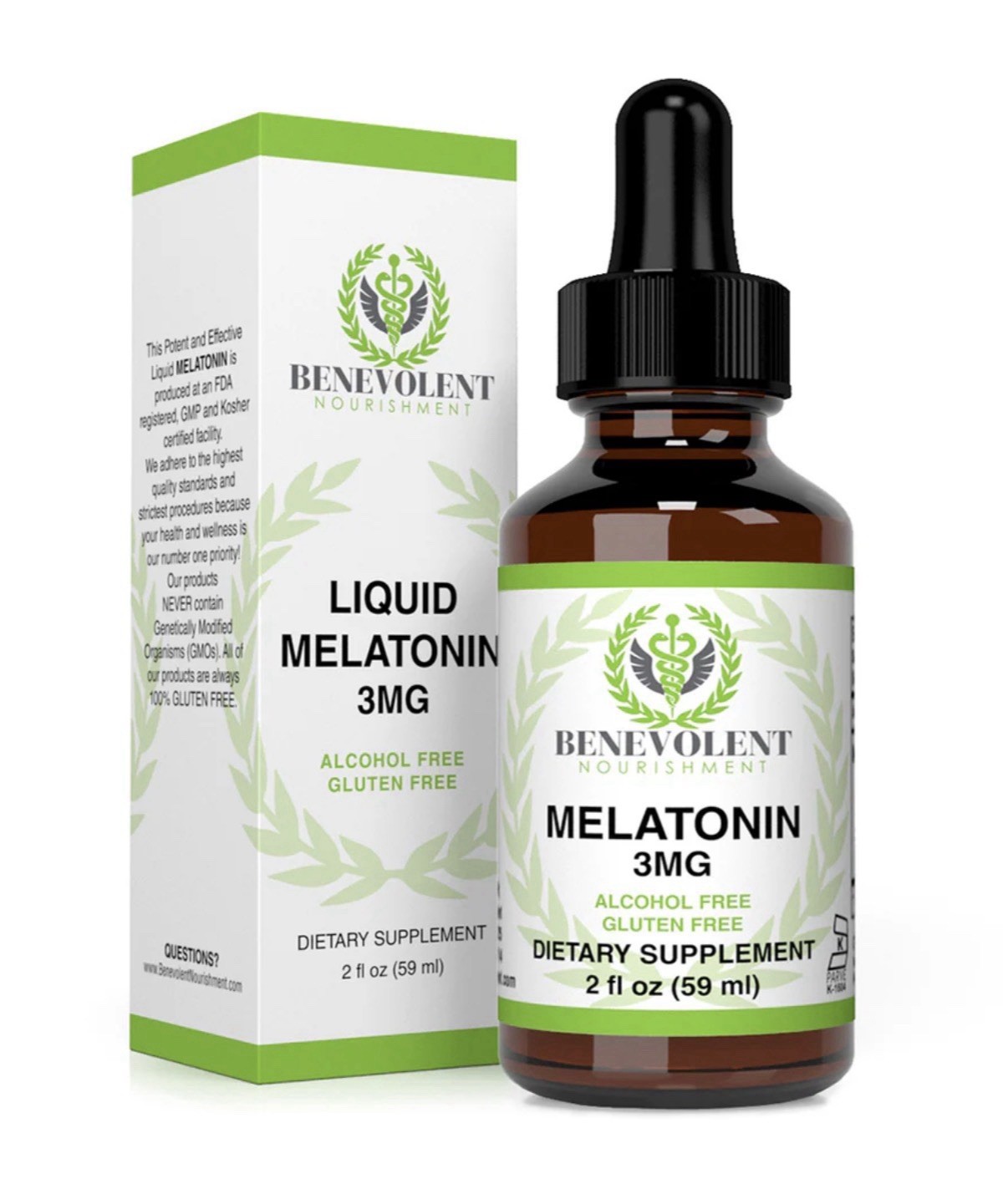 Benevolent Liquid Melatonin 3 mg 2 fl oz Liquid (59mL)