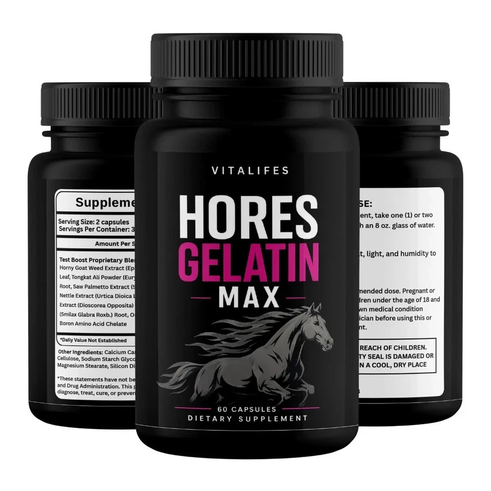 (5 Pack) Horse Gelatin Max Performance, Horse Gelatin Max Pills (60 Caps)