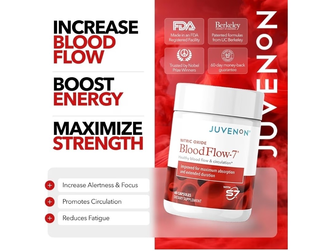Juvenon Nitric Oxide BloodFlow-7 Capsules Blood & Circulatory Health 60 Ct
