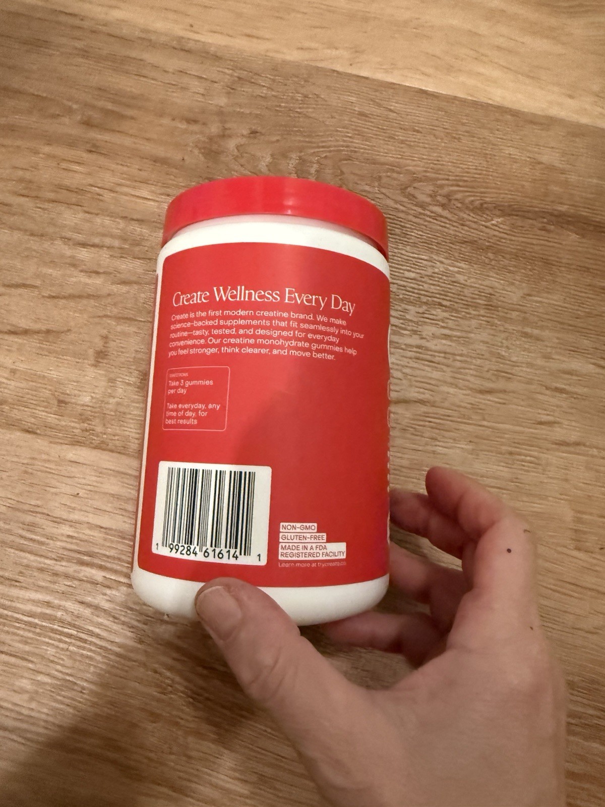 Create Creatine Monohydrate Gummies Sour Cherry Non-GMO 90 Ct 4.5g 1 lb